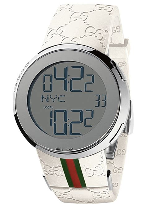 44mm i gucci digital watch w rubber web strap white|Gucci apple watch band ultra.